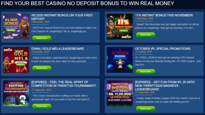 Bonuses Jungle Raja Casino